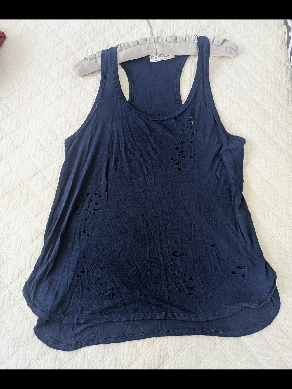 Distressed Navy Racerback Tank Top